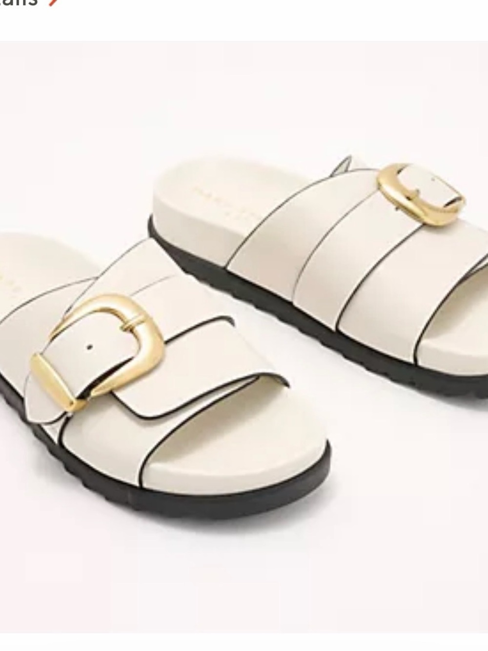 Marc Fisher Women's Cream Slide Sandals with Gold Buckle - Sz 9